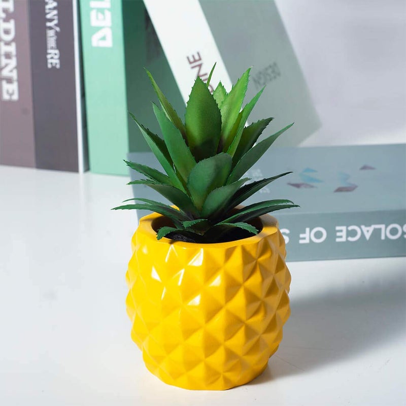 BLASCOOL Artificial Succulent Potted Pineapple Decor - Fake Pineapple Home Office Kitchen Table Decoration (Yellow) - Image 4